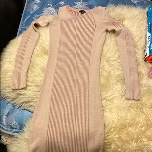 Elegant Pink/cream Knit Dress